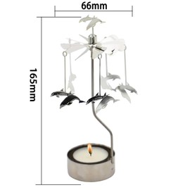 HOKHBCW Rotary Candle Holder Spinning Candleholder Metal Small Gift (Dolphin)