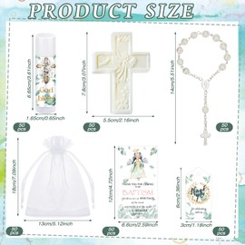 Dansib 300 Pcs Eucalyptus Greenery Baby Baptism Favors Includes Lip Balm Cross Soap Baptism Rosaries Greeting Cards and Organza Bag Christening Communion Baptism Gender Reveal Favors for Guests Gifts