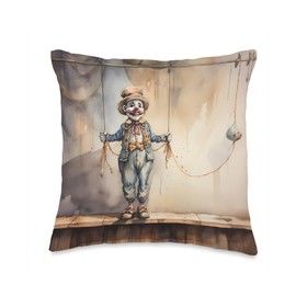 Stage Play With Marionette Puppet Entertainment A Marionette Puppet On A Stage. Play, Entertainment Throw Pillow, 16x16, Multicolor