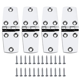 SHENGHUISS 4 Pcs 4" x 1.5" Boat Strap Hinge Door Hinge Marine Grade Stainless Steel 316 Hinge 6 Holes (102 mm X 38 mm) Casting Cabinet Hatch Door RVs Hinges w/Fasteners