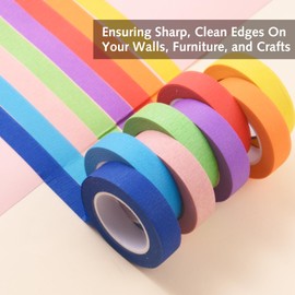 8 Rolls Masking Tape Coloured, 1.5cm x 13m Masking Tape Painters Tape, Craft Tape Sets for Painting, DIY, Craft, Labeling, Coding