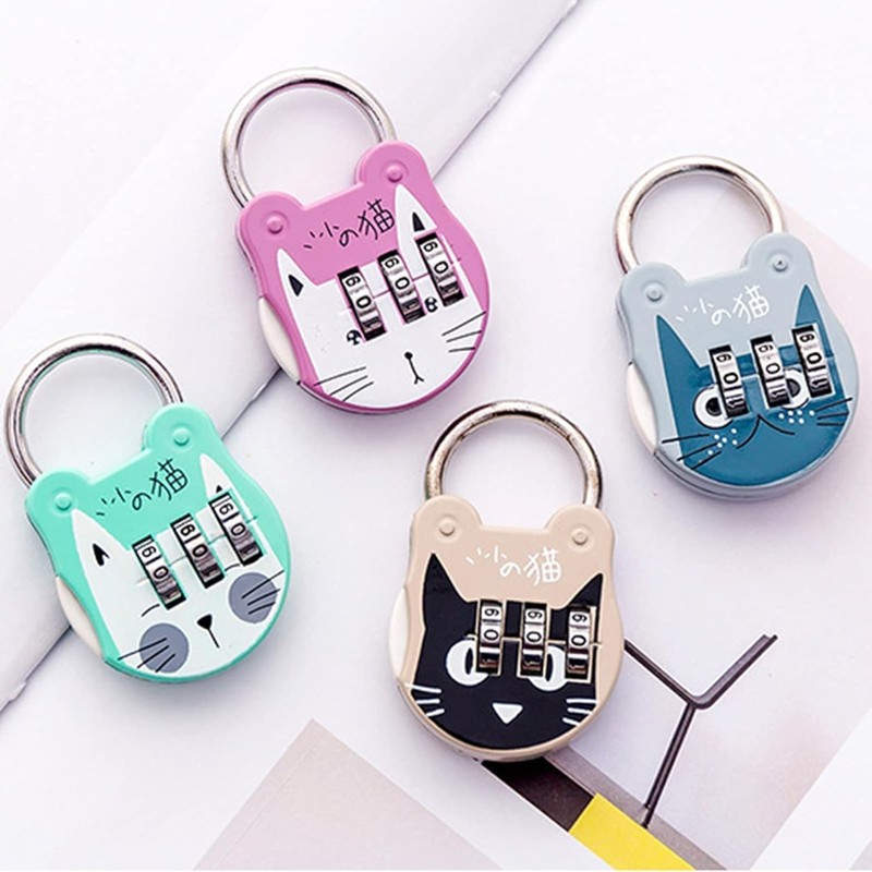 Cute Cat Combination Lock Travel Locks for Luggage Backpack Locks