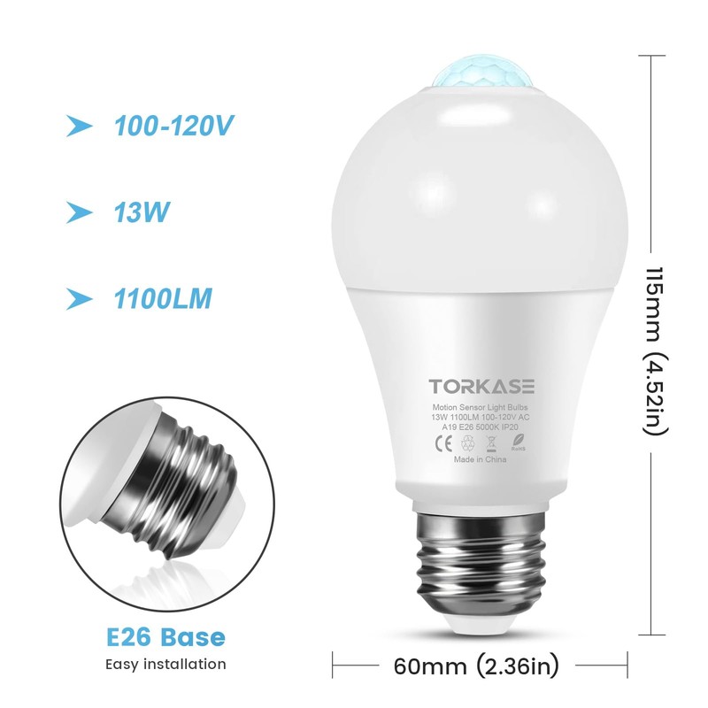 Motion Sensor Light Bulbs, 13W (100Watt Equivalent), Motion Activated Dusk