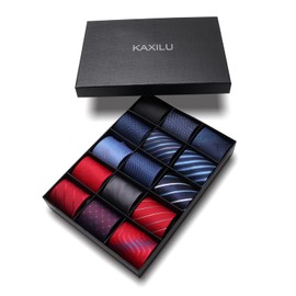 kaxilu Neckties for Mens 15pcs Assorted Zipper Ties for Men, Silky Zip Up Ties, Men's Adjustable Pretied Ties Set