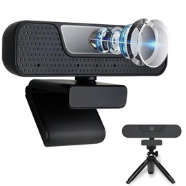 Cámara web 4K 8MP Ultra HD cámara de videoconferencia en vivo con 4 micrófonos incorporados giratoria de 360 grados con obturador de privacidad y...  