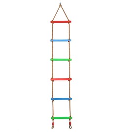letsgood 6.6 ft Colorful Climbing Rope Ladder for Kids - Outdoor Backyard Playground Swing Ninja Slackline Ladder for Warrior Obstacle Course, Tree House, Swing Set