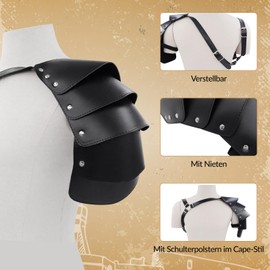 harayaa Gothic Steampunk Shoulder Armour Shrug Belt Single Shoulder Armour for Costumes, black