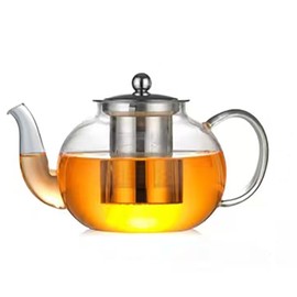 JIABO (40 oz/ 1200 ml) Glass Teapot with Removable Stainless Steel Infuser,Borosilicate Glass Teapots,Tea Kettle,Stovetop Safe & Electric Stove Safe,Blooming and Loose Leaf Tea Maker
