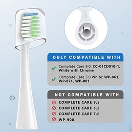 Sonic - Cabezales de repuesto para cepillo de dientes compatibles con Waterpik Complete Care 9.0 (CC-01), 5.0 (WP-861), cerdas medianas, 10 unidades (blanco)