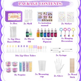 Dewiitine Lip Gloss Making Kit, DIY Lip Gloss Base to Make Your Own Lip Gloss Kit DIY Lipstick Set Moisturizing Lip Gloss Supplies Set, Gift for Girls Trendy Women
