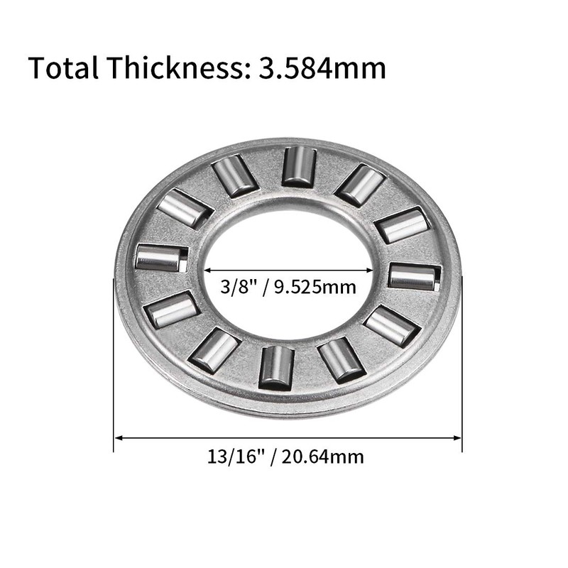 uxcell TC613 Thrust Needle Roller Bearings with Washers 3/8" Bore