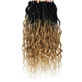 BEkjdiof Faux Locs Crochet Hair 6Packs 24Inch Pre-looped Long Goddess Locs Crochet Hair, Locs with Soft Curly Ends Dreadlocks Deep Wavy Faux Crochet Locs Synthetic Braids Extensions 72locs(24'', T27)