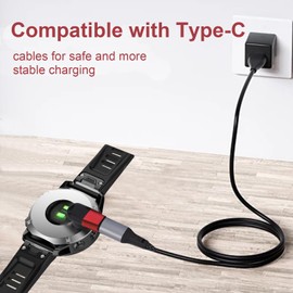 Eiduoiry Garmin Watch USB-C Charger Adapter Garmin Charging Cable Converter Compatible with Garmin Fenix 7/7S/7X, Instinct 2/2S/Solar, Vivoactive 4/4S/3, Forerunner 245/945/55/45, etc. (Red)