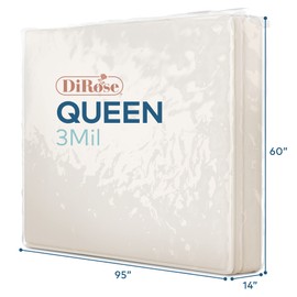 Mattress Storage Bag - Thick Plastic - Moving Cover, Transport, Disposal and Protector - Heavy Duty Reusable Clear Waterproof Mattress Protector Encasement by DiRose (1, Queen)