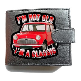 I'm Not Old I'm A Classic Small British Car Anti RFID Theft Wallet Black Soft Leather Large Coin Pocket
