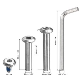 PATIKIL Inline Skate Axle Screw Replacement, 1 Set Roller Wheel Repair Kit Accessories with Shaft Wrench, Silver