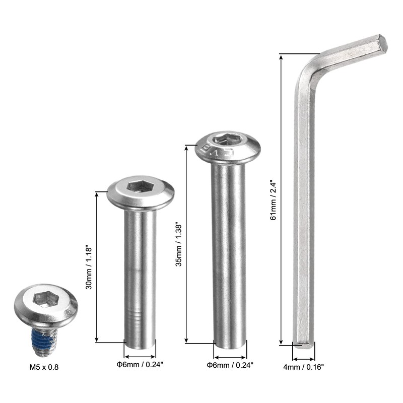 PATIKIL Inline Skate Axle Screw Replacement, 1 Set Roller Wheel