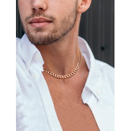 U7 Jewelry Punk Style Rose Gold Plated Curb Chain Necklace For Men,18-26"