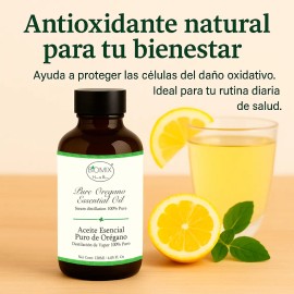 Aceite Esencial Comestible 100% Puro De Orégano 120Ml Premium Grado Alimenticio, Terapéutico, Cosmético Ideal Para Spa, Centros De Salud Y Belleza, Hogar +97% Carvacrol