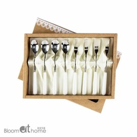 Bloom at Home Modern Line Teaspoon + Tea Fork 8P (Set Box) / 블룸엣홈 모던라인 티스푼+티포크 8P (세트박스)