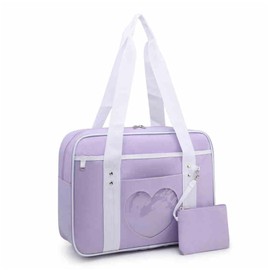 Cute Japanese Style Shoulder bag Cute Heart Shaped Wallet Large Handbag Purple