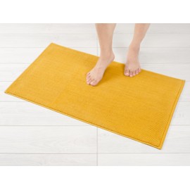 Hammetex 100% Cotton Non-Slip Bath Mat, 43 x 61 cm Bath Mat for Bathroom Toilet, Absorbent, Quick-Drying, Washable Bath Floor Mats, Mustard (Yellow)