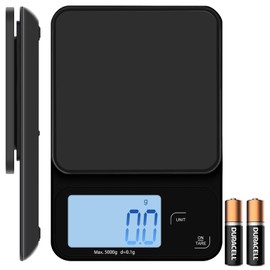 3T6B Elektronische Kaffeewaage, 5kg/0.1g Multifunktionale Küchenwaage Digital, Digitale Küchenwaagen Wandmontage mit großem LCD-Display, Waage Küche Tara Funktion, Schwarz