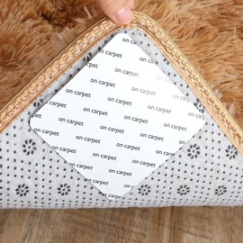 oruola 12pcs Rug Non Slip Grips, Tape for Rugs to Stay in Place, 3.9 x 3.9 in Carpet Corners to Hold Rug in Place, Double Sided Adhesive Rug Corners Grippers Keep Corners Flat Hold Rug Down