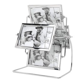 TeamSky Photo Frame, Rotatable Ferris Wheel Family Pictures Frames,Stainless Steel Desk Table Top Vintage Photo Frames Horizontal Placement Rotating Metal Photo Picture Frame for 6x4in Photo