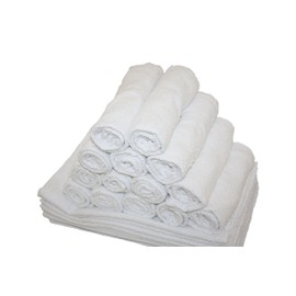 Atlas Economy Hand Towels 16x27 Inch (24 Bulk Pack) Solid White 100% Cotton - Salon, Gym, Spa, Massage, Spas, Motels, Restaurants, Cleaning, Auto & Home - Eco-Friendly