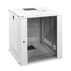 Tecmojo 12U Wall Mount Rack Network Cabinet for 19" IT Equipment,with Lockable Glass Door and Side Panels,Cooling Fan,17.7inch Depth,White