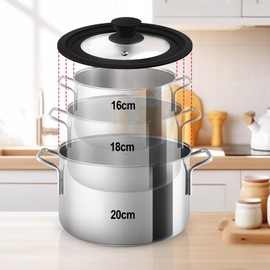 Universal lid, universal lid, diameter 16, 18 and 20 glass lids for pots, multifunctional pan lid, heat-resistant pot lid for pans and pots lid