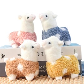 FHBHJNATC Alpaca Gift, Pack of 4 Alpaca Cuddly Toy, Llama Cuddly Toy, Cuddly Toy, Mini Cuddly Toy, Llama Plush Toy, Cuddly Toy, Key Ring, Alpaca Key Ring, Sheep Animal