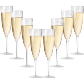 CutitiUU 8 PCS Plastic Threaded Champagne Glasses,Premium Elegant Plastic Champagne Flutes,Plastic Champagne Glasses Reusable,Cocktail Prosecco Glasses for Weddings,Birthdays,Christmas,BBQ (6oz)