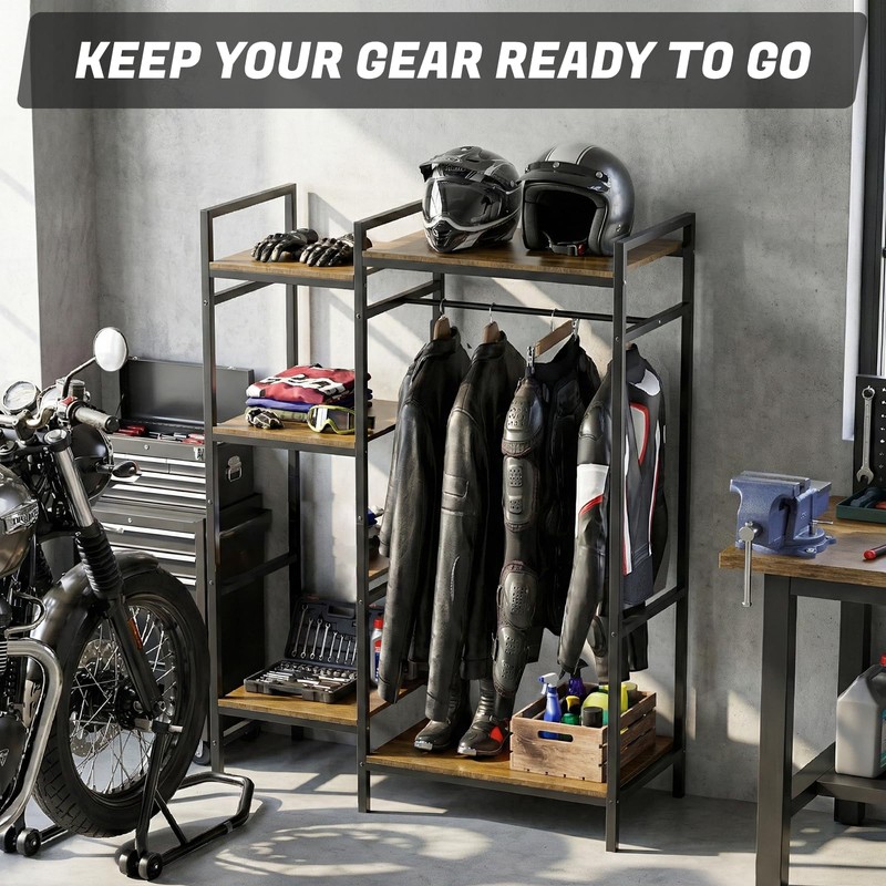 TONGMO Motorcycle Gear Rack, Heavy Duty Helmet Stand, Large Motorcycle