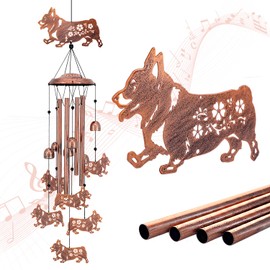 Corgi Dog Wind Chimes Outdoor Dog Gifts for Women Men Mom Gardening Birthday Gifts Metal Memorial WindChimes for Outside/Indoors, Lawn, Patio, Yard Art, Garden Decor, Yard Decorations