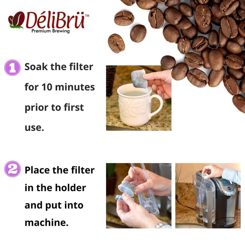 Delibru 6-Pack KEURIG Compatible Water Filter Cartridges for Keurig 2.0