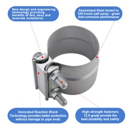 ROADFORMER 2.5 inch Exhasut Clamp 2 1/2 Lap Joint Exhaust Band Clamp Preformed Aluminized Steel (2 Pack)