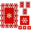 POLY FELT RED CHRISTMAS SNOW FLAKE PLACE MAT SET. PB,