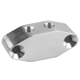 xinyee Oil Feed Line Adapter Plate LS Twin Turbo Dual 90 Degree 1/8'' NPT LS1 LSX kit Port LS3 Right Angle Billet Plate Supply Pressure Sensor Cover 551533