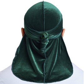 Essential Aura Premium Luxe Velvet Soft Silk Lining Durag/For Men & Women/For Long- Lasting Waves & Styles/Long Straps (Green)