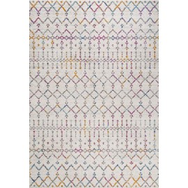JONATHAN Y MOH101E-5 Moroccan HYPE Boho Vintage Diamond Ivory/Multi 5 ft. x 8 ft. Area Rug, Bohemian,Vintage,Southwestern,Casual,EasyCleaning,Bedroom,LivingRoom, Non Shedding, Ivory,multi