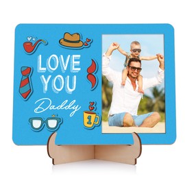 PETCEE Fathers Day Picture Frame 4x6 Love You Daddy Wood Photo Frame Gifts for Dad from Daughter Son Father's Day Husband Gifts from Wife Christmas Birthday Gifts from Daughter Son
