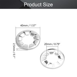 Othmro 50Pcs Starlock Washer 20mm Inner Dia 40mm Outer Dia, Push On Lock Washer Locking Washers Clips Fastener Stainless Steel Tooth Lock Washers for Machinery Equipment Industrial Production