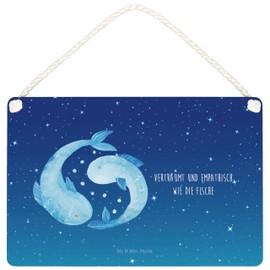 Mr. & Mrs. Panda DIN A4 Decorative Sign Zodiac Sign Pisces Gift Wooden Door Sign Fish Constellation Birthday March Fish Gift
