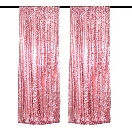 JYFLZQ Pink Payette Sequin Backdrop Curtains 4ft x 8ft 2 Panels Shimmer Wall Backdrop Big Sequin Background Thick Glitter Photo Booth Backdrops for Parties
