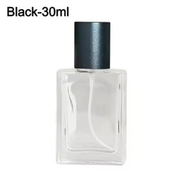 SCOLAND 30/50ml Perfume Bottle Glass Refillable Perfume Atomizer Bottle with Beech Lid Large Capacity Cosmetic Container Travel (Black-30ml)