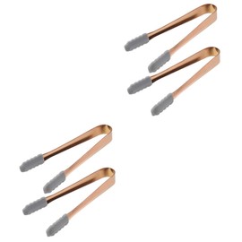 Mobestech 4pcs Ice Cube Tongs Stainless Steel Food Tongs Non-Slip Serving for Kitchen Restaurant Hotel