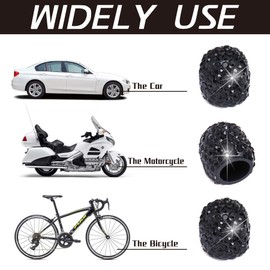 JUSTTOP - Juego de 4 tapones de válvula de neumático de coche hechos a mano, con diamantes de imitación, para válvula de rueda, accesorios atractivos a prueba de polvo, universales para coches,