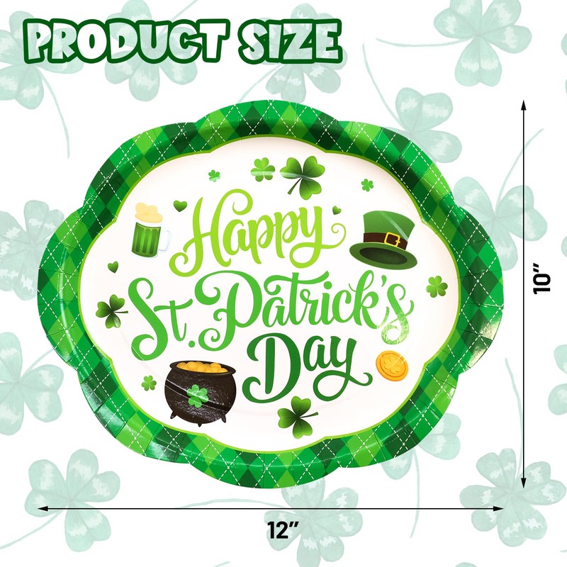 Fancy Land 50 Pcs St Patrick’s day Oval Paper Plates